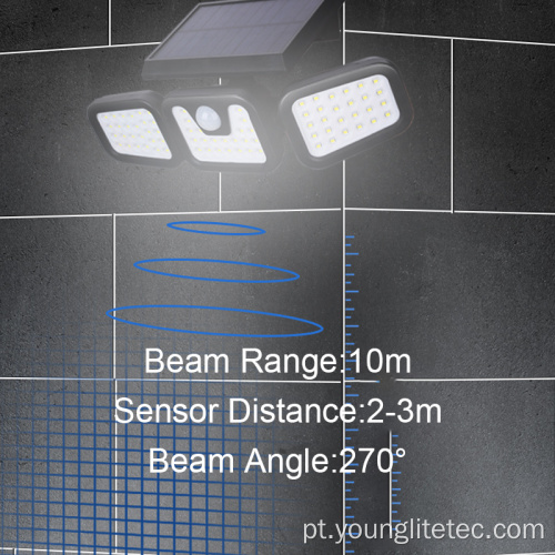 Lâmpadas de parede do sensor de movimento solar ao ar livre de alta potência